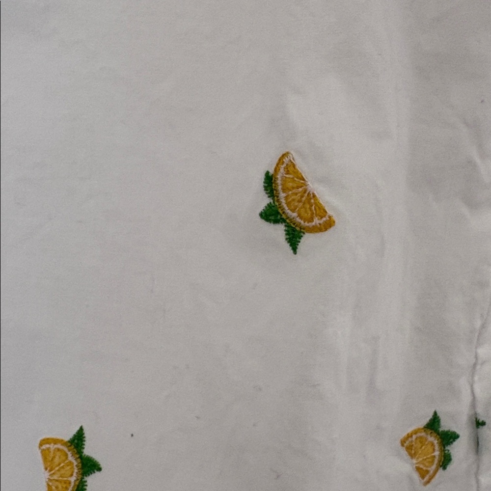 White Button-Up Shirt with Yellow Lemon Embroidery - Picture 2 of 3